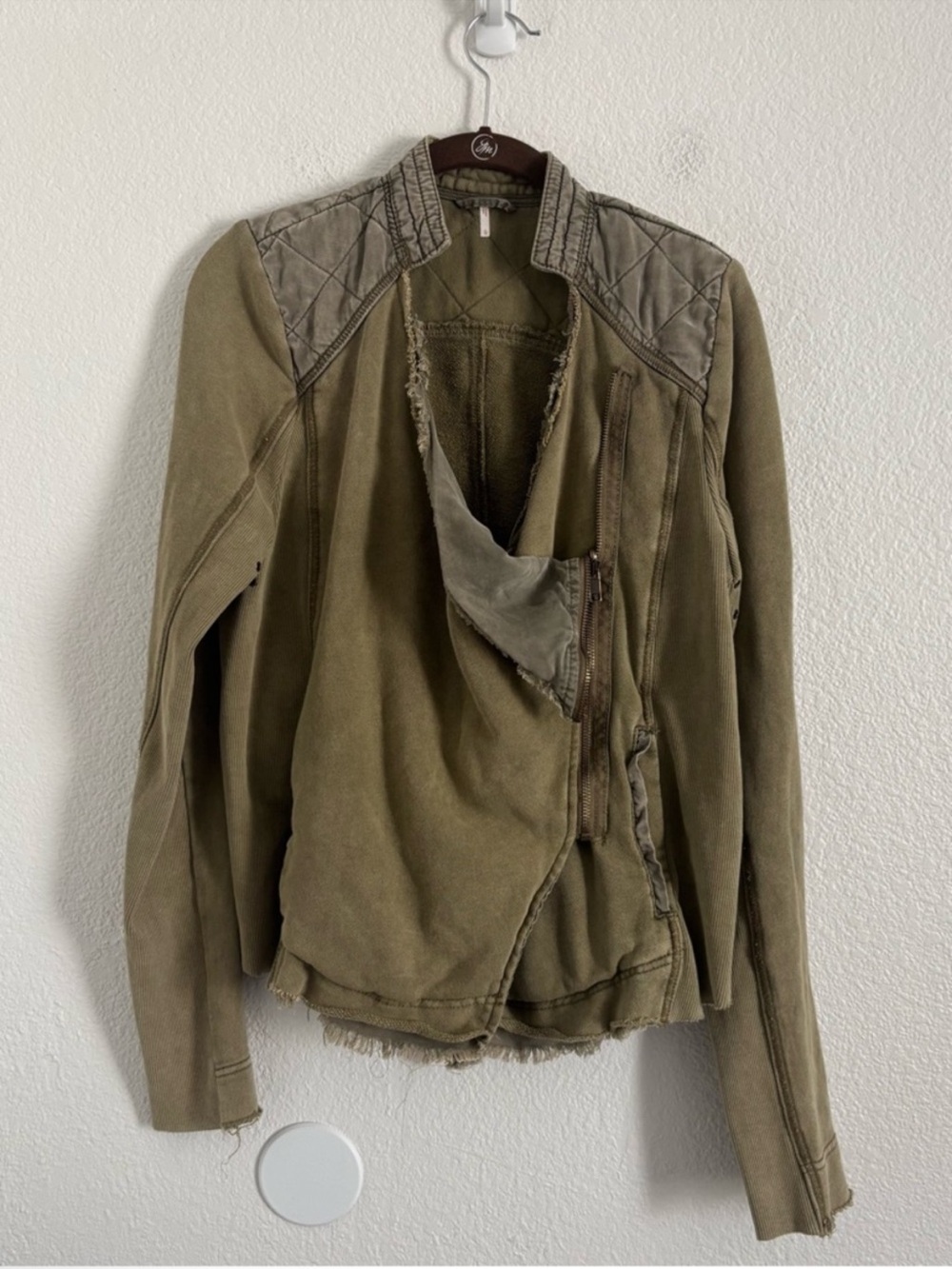 Free People Women's Moto Jacket | Size Large | Green | Fall Jacket